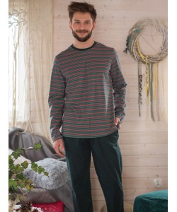 Чоловічий домашній комплект / піжама з кофтою в смужку Key MNS 380 B21 Чоловічий домашній комплект / піжама з кофтою в смужку Key MNS 380 B21