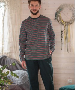 Чоловічий домашній комплект / піжама з кофтою в смужку Key MNS 380 B21 Чоловічий домашній комплект / піжама з кофтою в смужку Key MNS 380 B21