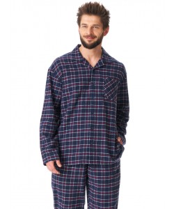 Тепла фланелева чоловіча піжама / домашній комплект в клітку з якісної бавовни Key MNS 414 B23