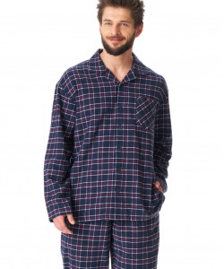 Тепла фланелева чоловіча піжама / домашній комплект в клітку з якісної бавовни Key MNS 414 B23