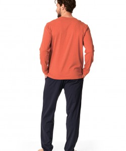 Чоловіча тепла бавовняна піжама / домашній комплект з довгими рукавами та принтом на грудях Key MNS 860 B22 Чоловіча тепла бавовняна піжама / домашній комплект з довгими рукавами та принтом на грудях Key MNS 860 B22