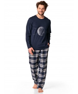 Чоловіча бавовняна піжама / домашній комплект з трикотажною кофтою і штанами з фланелі Key MNS 863 B22 3XL-4XL