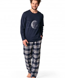 Чоловіча бавовняна піжама / домашній комплект з трикотажною кофтою і штанами з фланелі Key MNS 863 B22 3XL-4XL