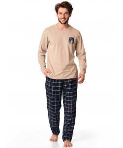 Чоловіча бавовняна піжама / домашній комплект з трикотажною кофтою та штанами з фланелі Key MNS 864 B22
