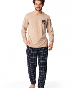 Чоловіча бавовняна піжама / домашній комплект з трикотажною кофтою та штанами з фланелі Key MNS 864 B22