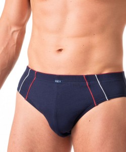 Комплект чоловічих бавовняних трусів брифів з контрастною обробкою (2 шт червоного та синього кольору) Key MPP 174 A24 Комплект чоловічих бавовняних трусів брифів з контрастною обробкою (2 шт червоного та синього кольору) Key MPP 174 A24