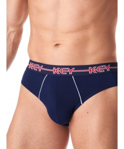 Комплект чоловічих бавовняних трусів сліп (2 шт синього та сірого кольорів) Key MPP 177 B23