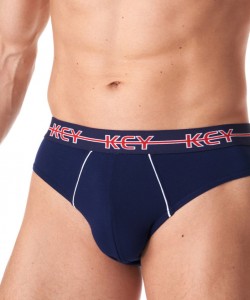 Комплект чоловічих бавовняних трусів сліп (2 шт синього та сірого кольорів) Key MPP 177 B23