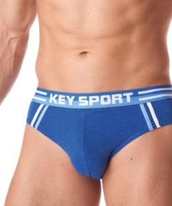 Комплект чоловічих бавовняних трусів сліп у спортивному стилі (2 шт синього та блакитного кольорів) Key MPP 187 B23