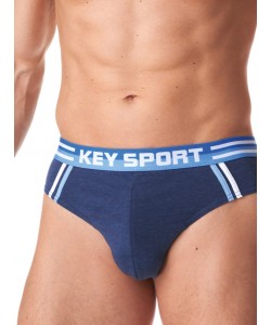 Комплект чоловічих бавовняних трусів сліп у спортивному стилі (2 шт синього та блакитного кольорів) Key MPP 187 B23