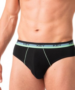 Набір чоловічих трусів сліп з м'якої бавовни з контрастним рядком (2 шт: сірі та чорні) Key MPP 188 A24