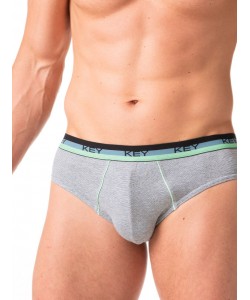 Набір чоловічих трусів сліп з м'якої бавовни з контрастним рядком (2 шт: сірі та чорні) Key MPP 188 A24