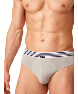 Комплект чоловічих бавовняних трусів сліп із поясом у смужку (2 шт синього та сірого кольорів) Key MPP 273 A23