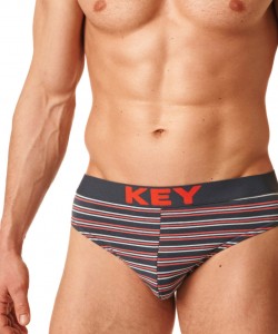 Комплект чоловічих бавовняних трусів брифів у смужку (2 шт різних кольорів) Key MPP 326 A23