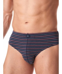 Комплект чоловічих бавовняних трусів брифів у смужку (2 шт синього та червоного кольорів) Key MPP 355 B23