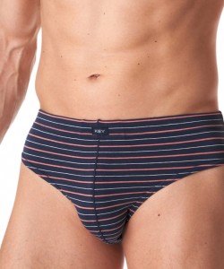 Комплект чоловічих бавовняних трусів брифів у смужку (2 шт синього та червоного кольорів) Key MPP 355 B23