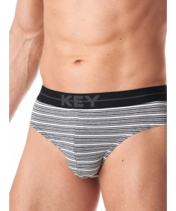 Набір чоловічих бавовняних трусів брифів у смужку у спортивному стилі (2 шт червоного та сірого кольорів) Key MPP 356 B23