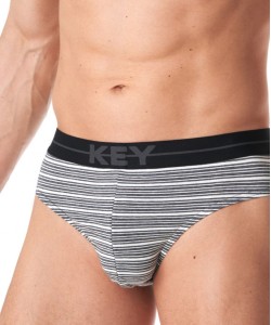 Набір чоловічих бавовняних трусів брифів у смужку у спортивному стилі (2 шт червоного та сірого кольорів) Key MPP 356 B23