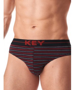 Набір чоловічих бавовняних трусів брифів у смужку у спортивному стилі (2 шт червоного та сірого кольорів) Key MPP 356 B23