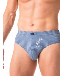 Набір чоловічих трусів сліп зі смугастої бавовни (2 шт синього та зеленого кольорів) Key MPP 367 A24