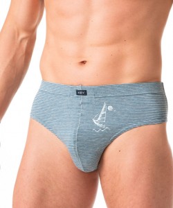 Набір чоловічих трусів сліп зі бавовни (2 шт синього та зеленого кольорів) Key MPP 367 A24 3XL-4XL