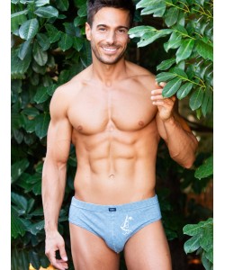 Набір чоловічих трусів сліп зі смугастої бавовни (2 шт синього та зеленого кольорів) Key MPP 367 A24