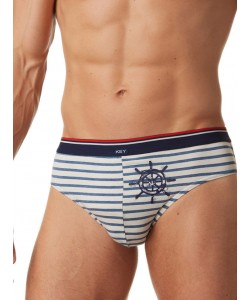 Чоловічі бавовняні смугасті труси брифи (комплект 2 шт. різних кольорів) Key MPP 370 A22