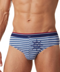 Чоловічі бавовняні смугасті труси брифи (комплект 2 шт. різних кольорів) Key MPP 370 A22
