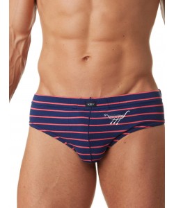 Комплект чоловічих бавовняних трусів сліп у смужку (2 шт. різних кольорів) Key MPP 379 A22