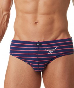 Комплект чоловічих бавовняних трусів сліп у смужку (2 шт. різних кольорів) Key MPP 379 A22