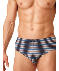 Комплект чоловічих бавовняних смугастих трусів брифів (2 шт різних кольорів) Key MPP 384 A23 Комплект чоловічих бавовняних смугастих трусів брифів (2 шт різних кольорів) Key MPP 384 A23