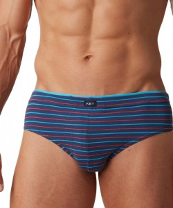 Комплект чоловічих бавовняних трусів сліп у смужку (2 шт. різних кольорів) Key MPP 390 A22