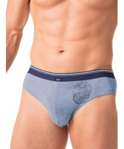 Комплект чоловічих трусів сліп з м'якої бавовни з ніжним принтом (2 шт. різних кольорів) Key MPP 776 A24