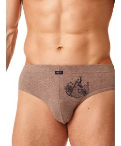 Набір чоловічих бавовняних трусів брифів з принтом (2 шт бежевого та зеленого кольорів) Key MPP 864 B22