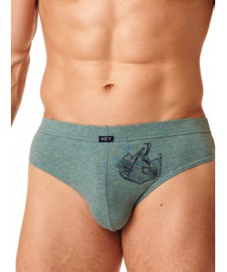 Набір чоловічих бавовняних трусів брифів з принтом (2 шт бежевого та зеленого кольорів) Key MPP 864 B22