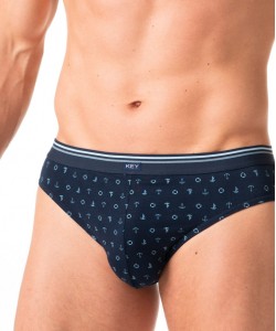 Набір чоловічих трусів сліп з м'якої бавовни з морським візерунком (2 шт. різних кольорів) Key MPP 901 A24