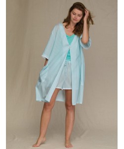 Жіночий вільний короткий халат/пеньюар з ніжної смугастої віскози з кишенями Key LHD 316 A21 Жіночий вільний короткий халат/пеньюар з ніжної смугастої віскози з кишенями Key LHD 316 A21