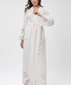 Довгий велюровий халат на бавовняній основі Shato 2431 white Довгий велюровий халат на бавовняній основі Shato 2431 white