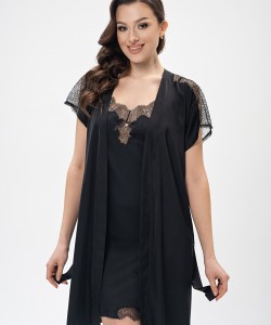 Вишуканий жіночий халат з шовку Армані Shato 2400/1 black Вишуканий жіночий халат з шовку Армані Shato 2400/1 black