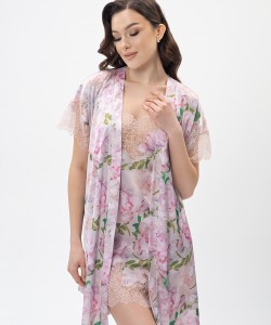 Жіночий халат з шовку Армані Shato 2413/1 pink flowers 
