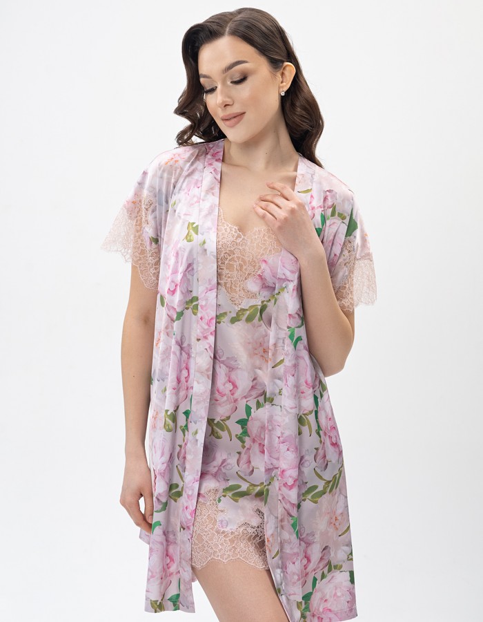 Жіноча сорочка з шовку Армані Shato 2413 pink flowers 