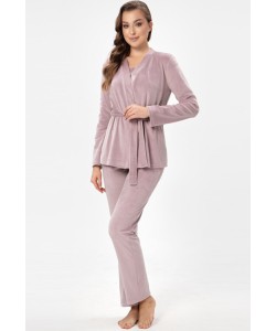 Велюровий комплект трійка Shato 2525  пудра