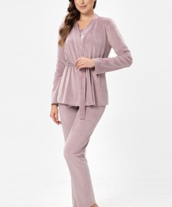 Велюровий комплект трійка Shato 2525  пудра